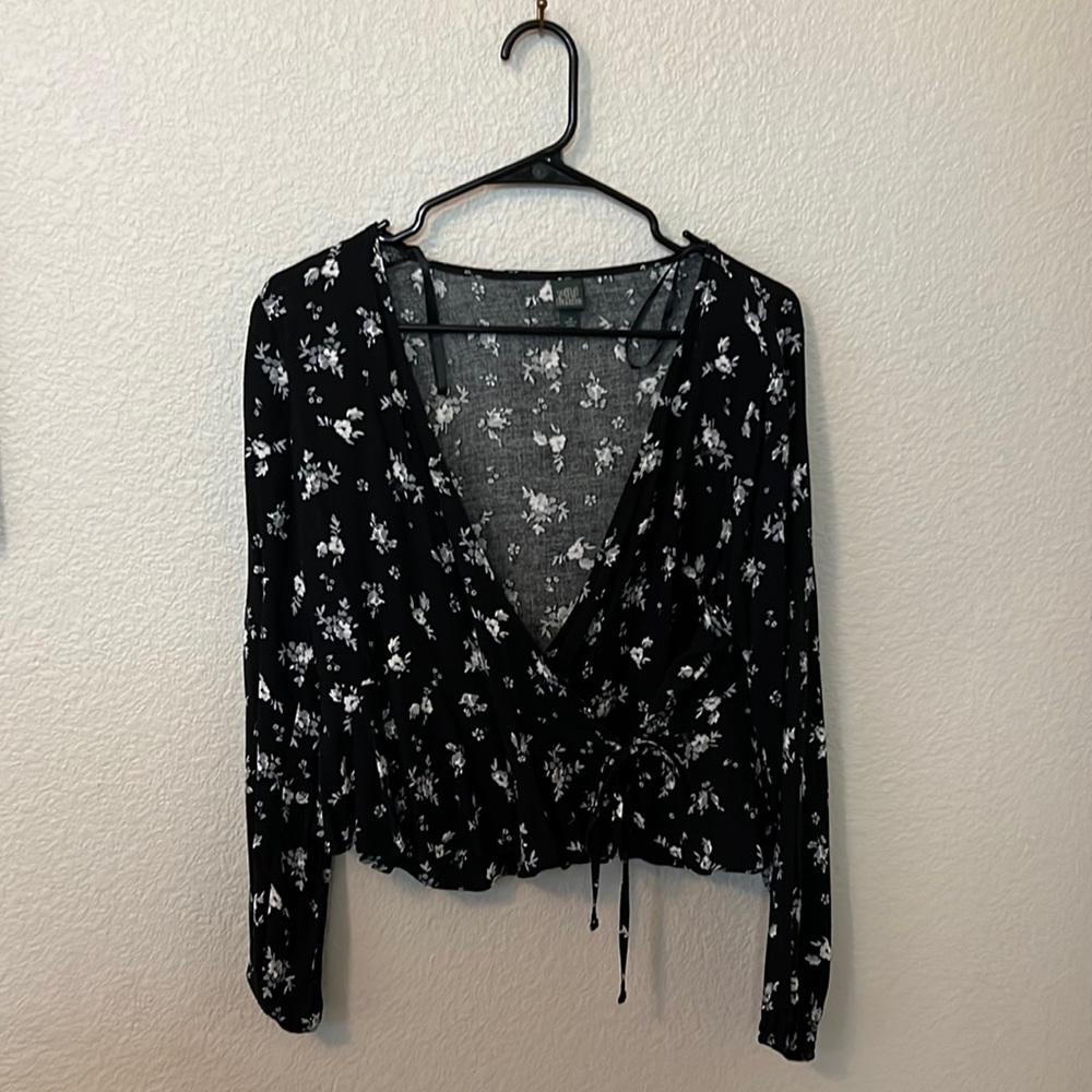 Black floral blouse